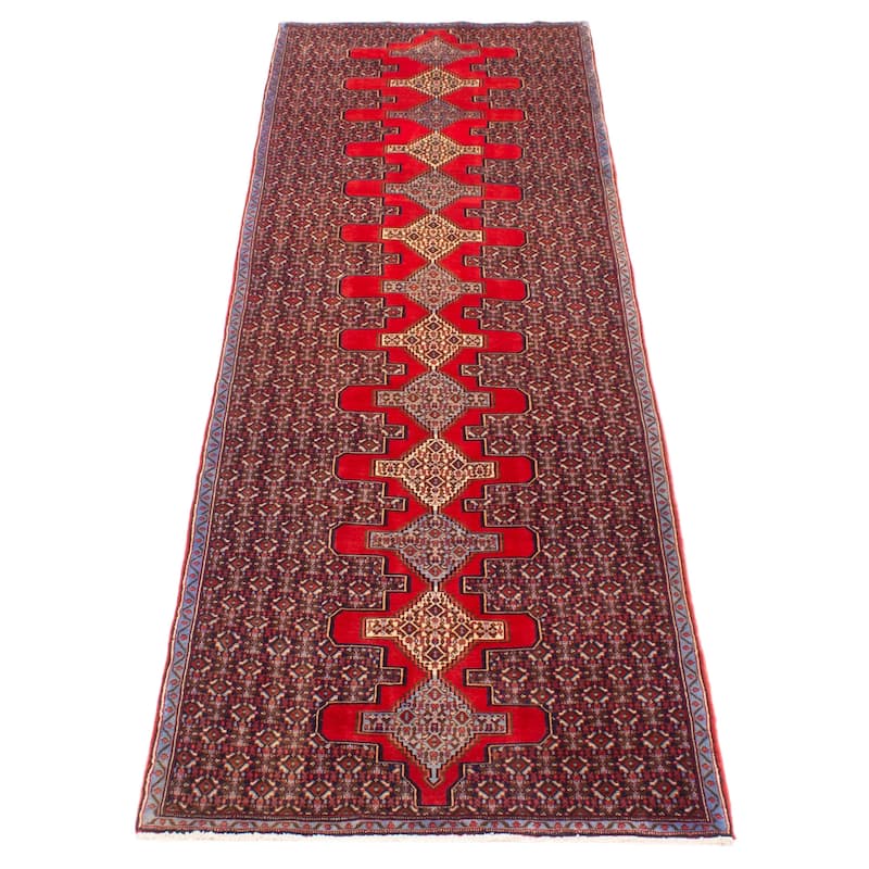 ECARPETGALLERY Hand-knotted Kayseri Red Wool Rug - 3' 4" x 10' 10"