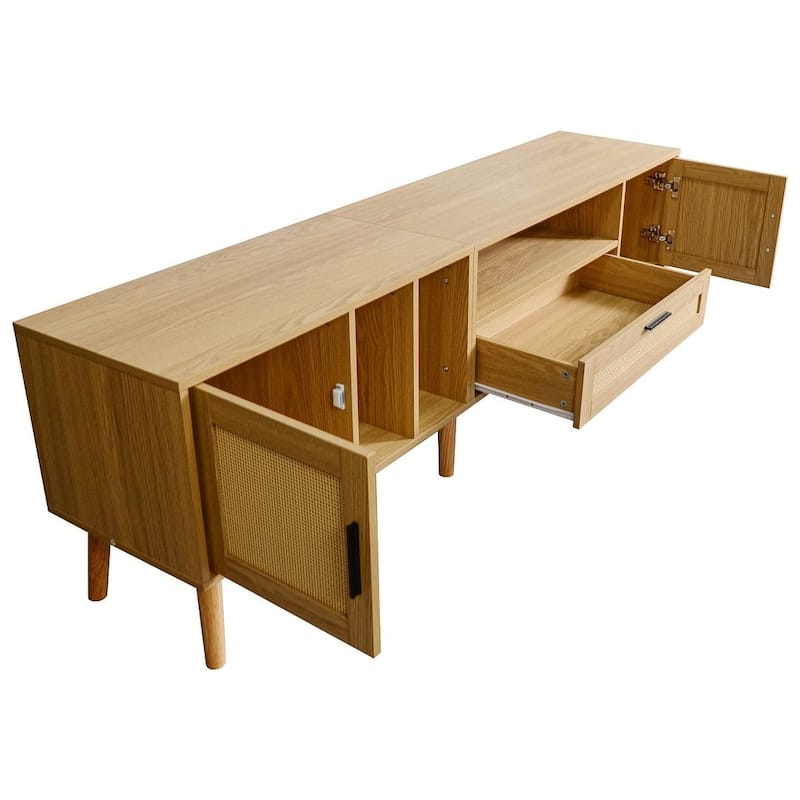 Farmhouse Style Rattan TV Stand for Living room