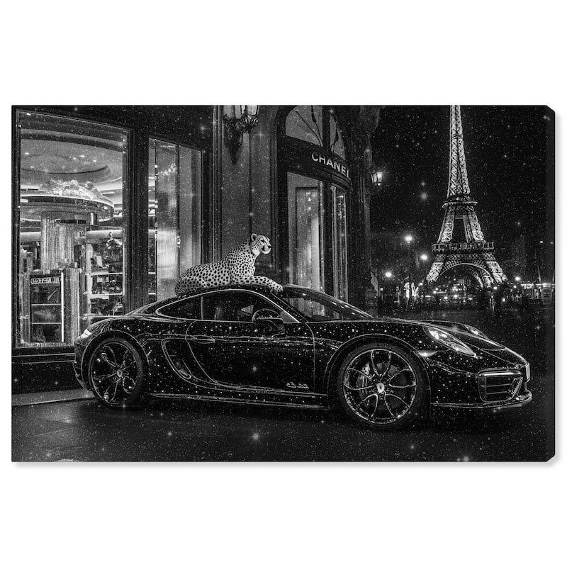 Glistening Cheetah and Car Canvas by Art Remedy, Gallery Wrapped - 24" x 16"
