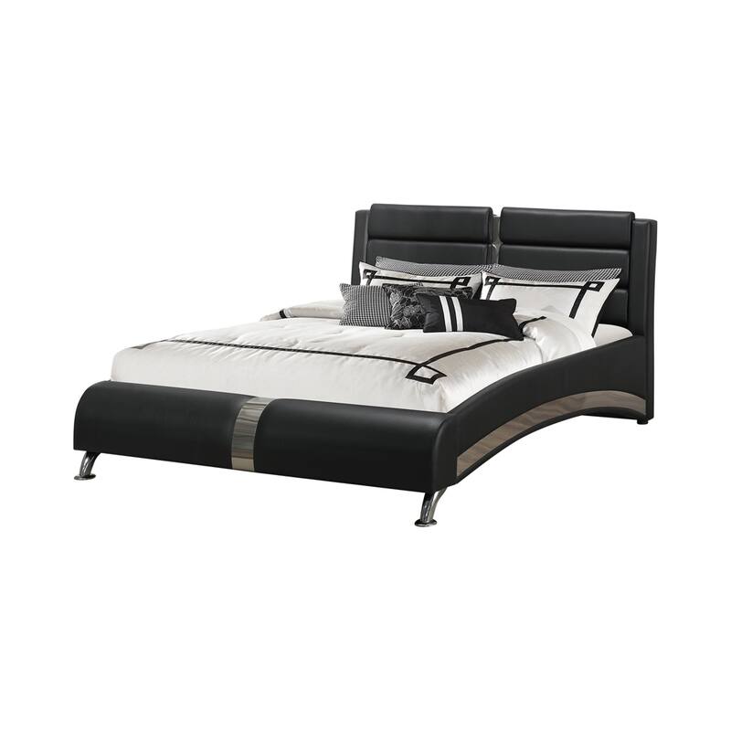 Jeremaine Contemporary Upholstered Sleigh Bed Black