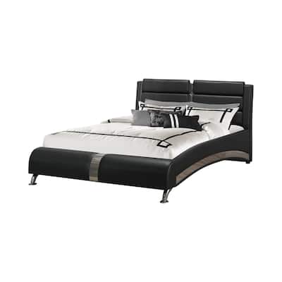 Jeremaine Contemporary Upholstered Sleigh Bed Black