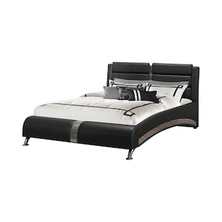 Jeremaine Contemporary Upholstered Sleigh Bed Black