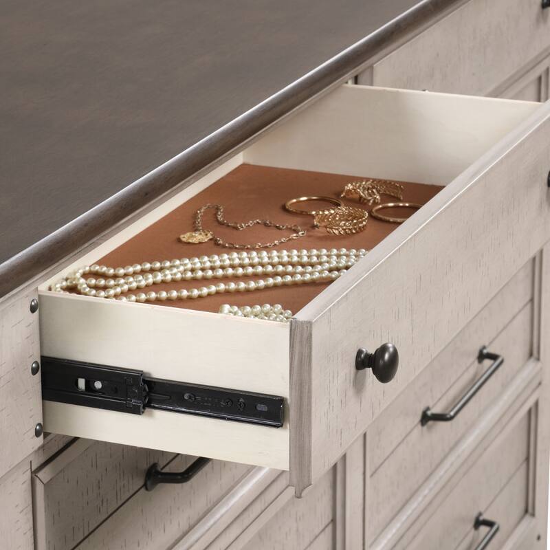 Roundhill Furniture Walcott 8-Drawer Bedroom Dresser with Mirror