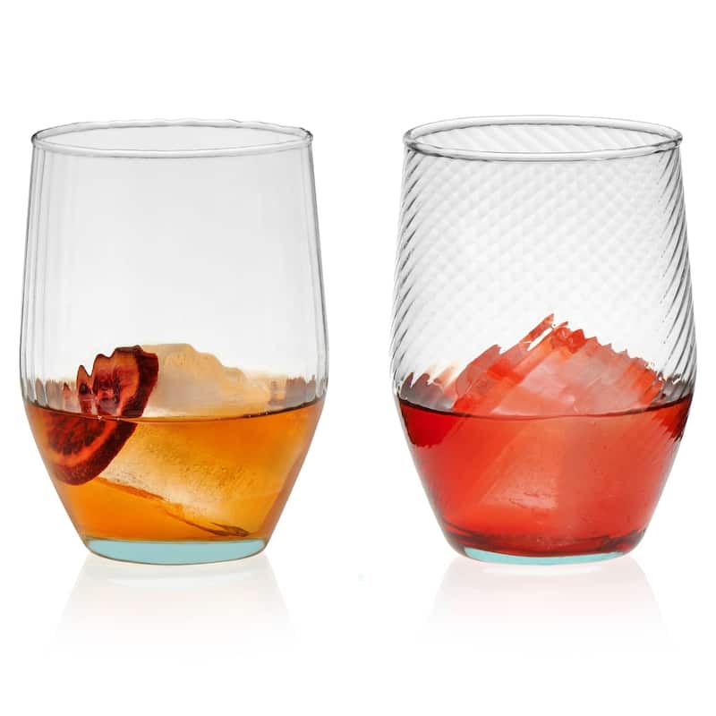 Libbey Prologue Luna Recycled Handblown Curved Tumbler Glasses, Set of 6 - Set of 6