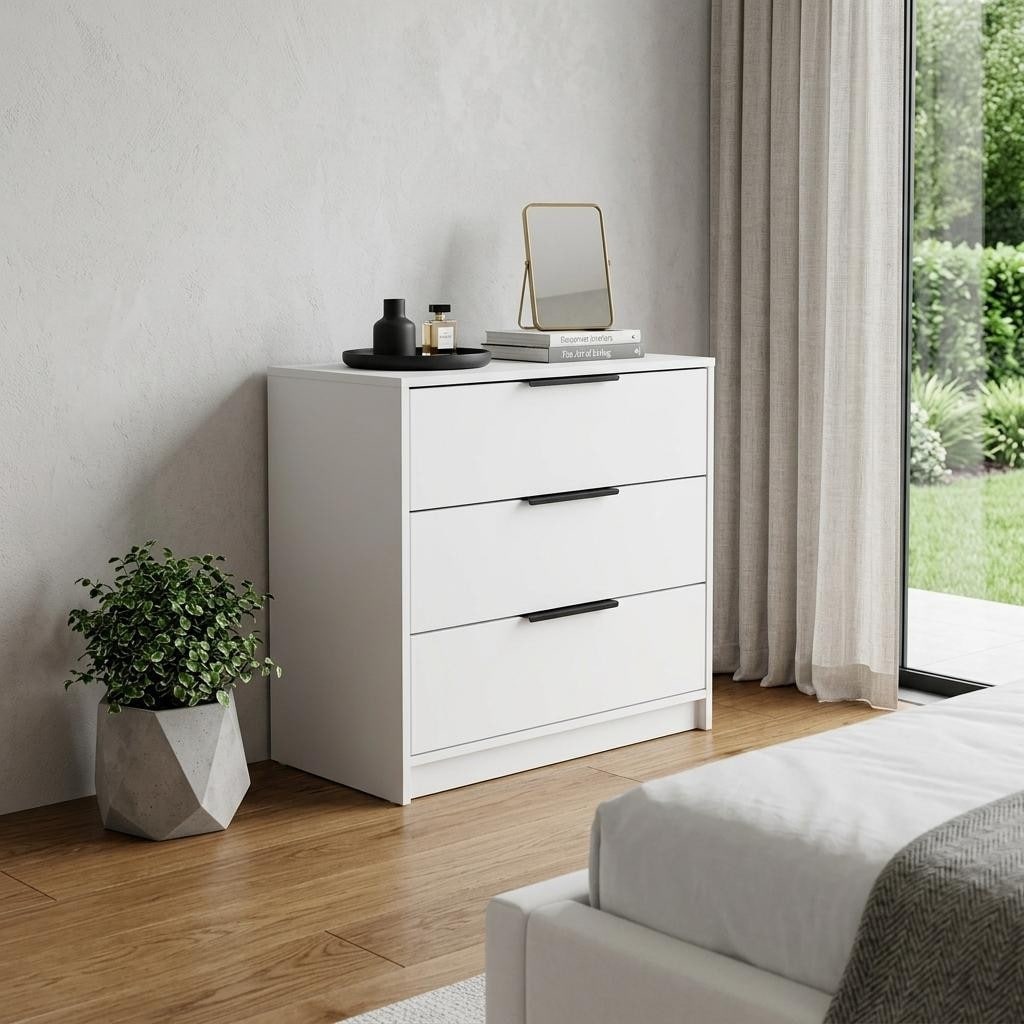 HomeRoots 28" White Wood Three Drawer Dresser