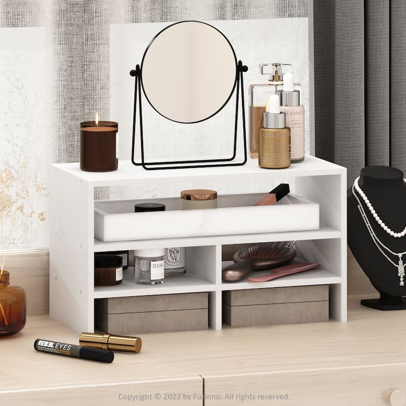 9.25 in. Tall White Wood 3-Shelf Bookcase