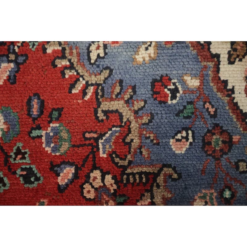 Hand Knotted Oriental 100% Wool Carpet Traditional Floral Red Hamedan Area Rug - 9' 7'' X 6' 7''