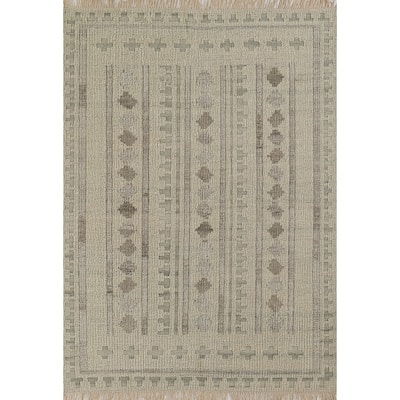 Momeni Bristol Geometric Hand Woven Wool and Cotton Ivory Area Rug