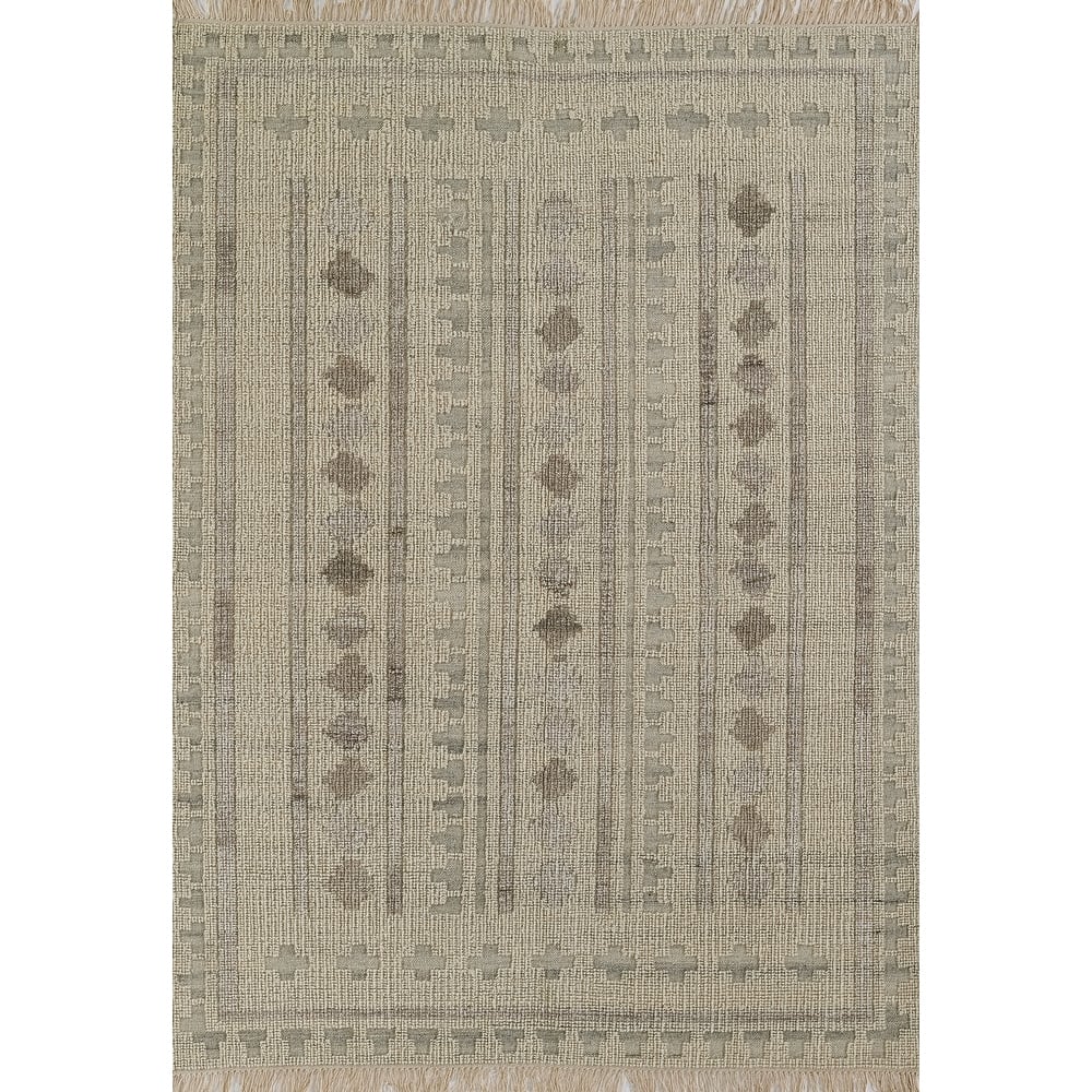 Momeni Bristol Geometric Hand Woven Wool and Cotton Ivory Area Rug