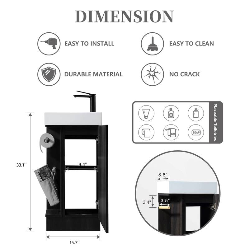 16" Bathroom Vanity Sink Combo for Small Bathroom Spaces