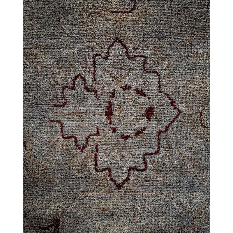 Overton Hand Knotted Wool Vintage Inspired Modern Contemporary Overdyed Gray Area Rug - 9' 1" x 12' 1"
