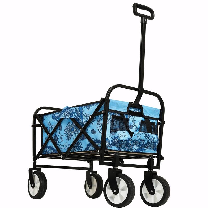 Minimeetall Colorful Collapsible Wagon Cart with Strapping System - Beach Wagon, Utility Cart