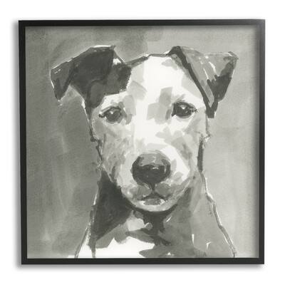 Stupell Muted Dog Portrait Cute Quiet Expression Framed Wall Art, Design by Cartissi - Grey