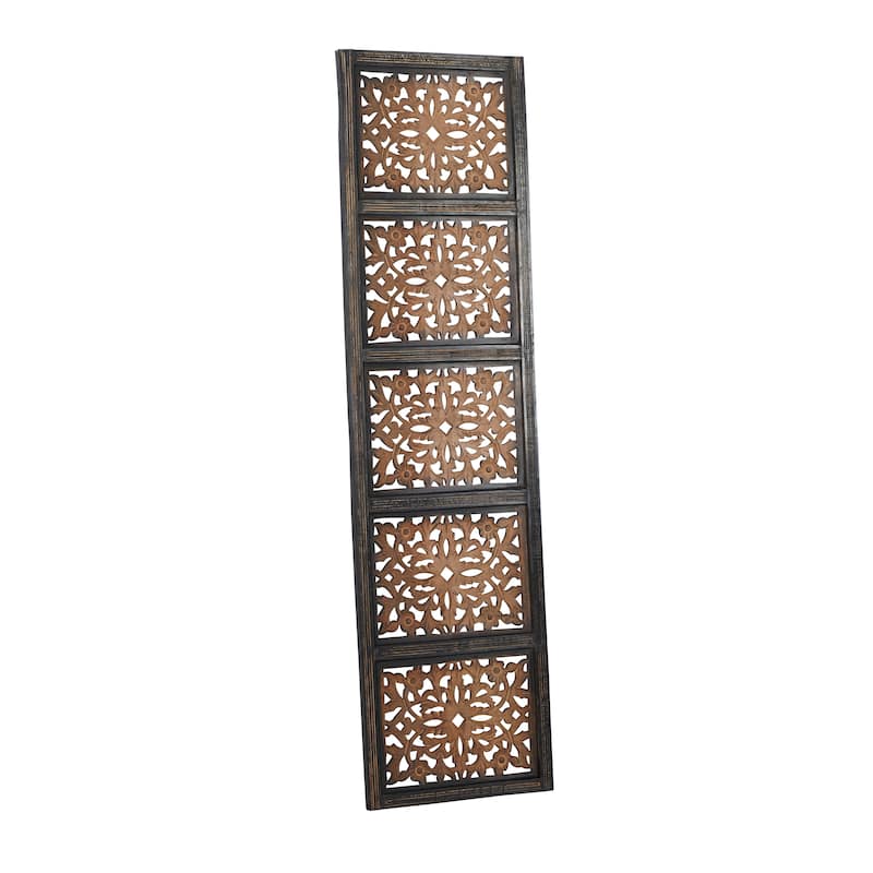 Brown Wooden Handmade Intricately Carved Floral Home Wall Decor