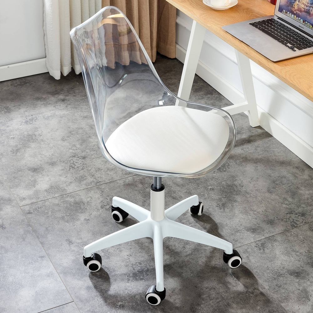 Clear desk chair no wheels best sale