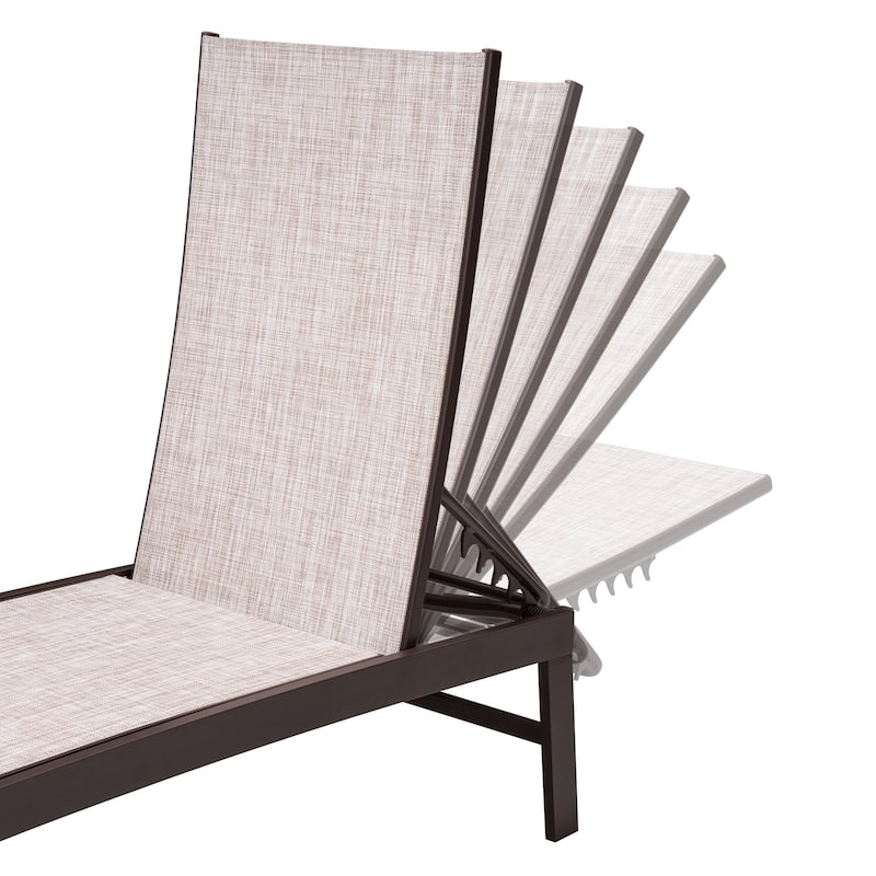 Outdoor Aluminum Chaise Lounge Chairs and Side Table, Sun Lounger with Adjustable Backrest