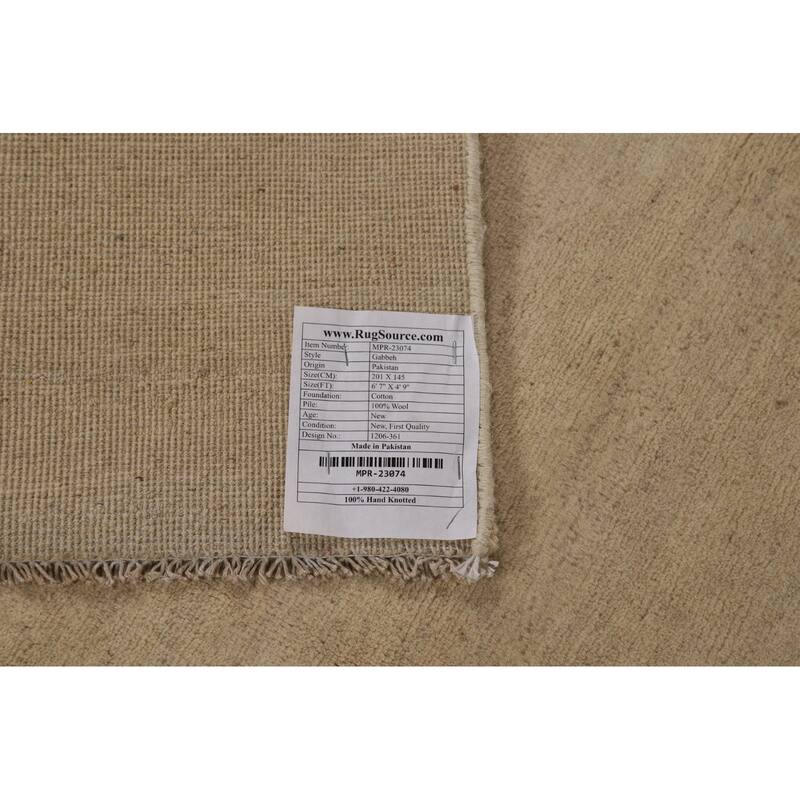 Gabbeh Modern Rug Hand-Knotted Contemporary Wool Carpet - 4'9"x 6'7"