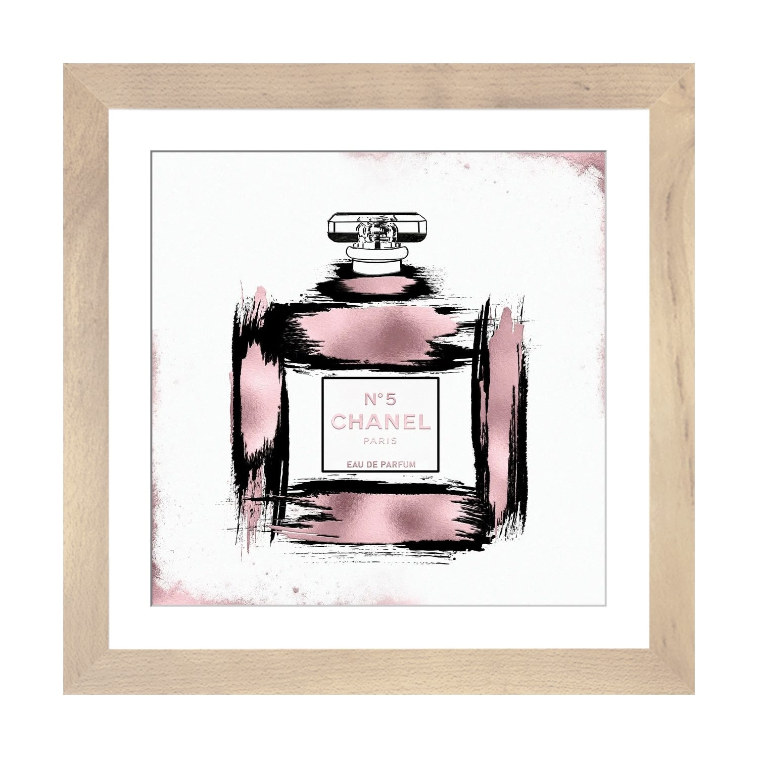 iCanvas Black & Rose Gold Grunged No5 Paris Perfume Bottle by
