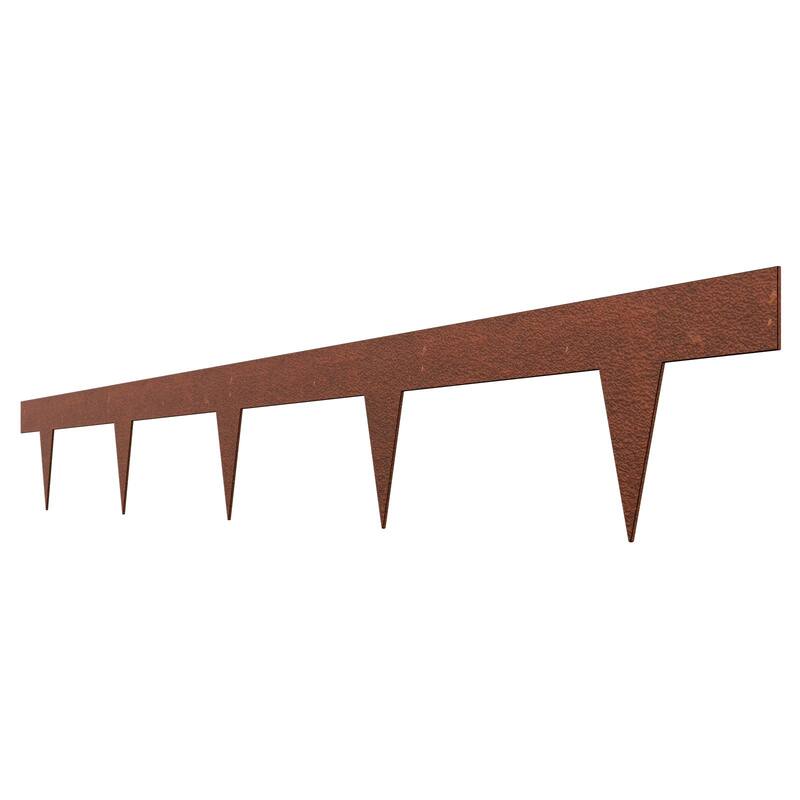 Rust Weathering Steel Lawn Edging 10 pcs with Flexible Design, Clips and Easy Install - 40 x 4.5 x 0.06'' - Rust