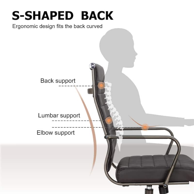 Ergonomic Office Chair Full-Grain Leather with Lumbar Support