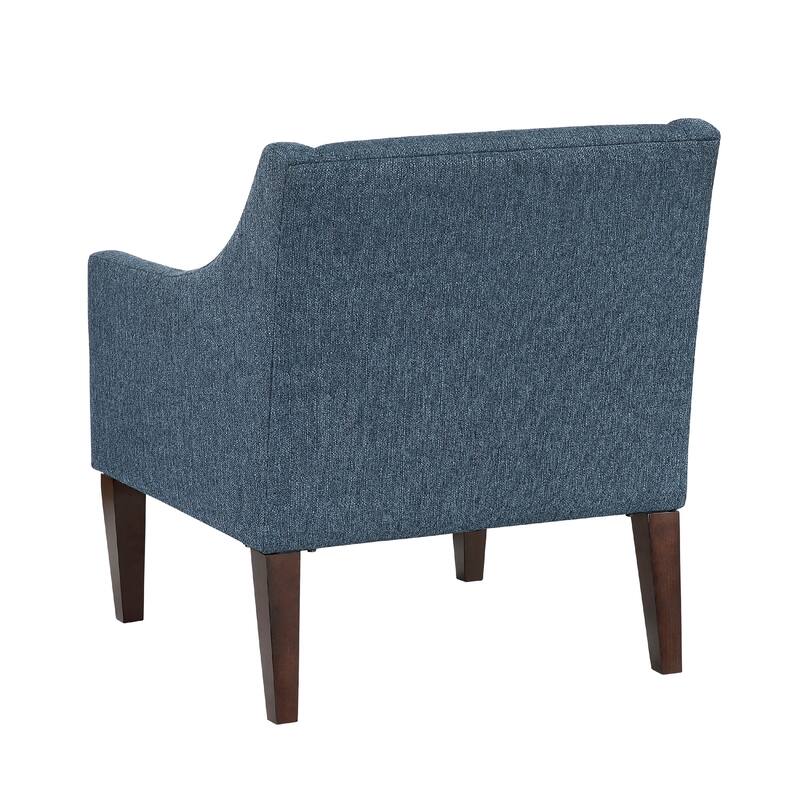 Ginna Accent Armchair, Button Tufted Blue Polyester, Brown Legs