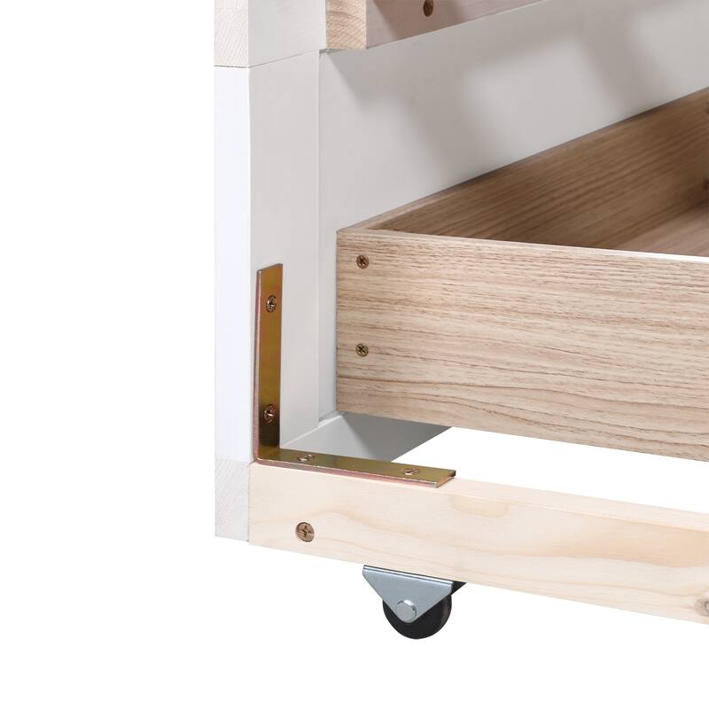 Wooden Twin Daybed Frame with Trundle Bed and Two Storage Drawers, Extendable Sofa Bed Frame, Twin to King Daybed