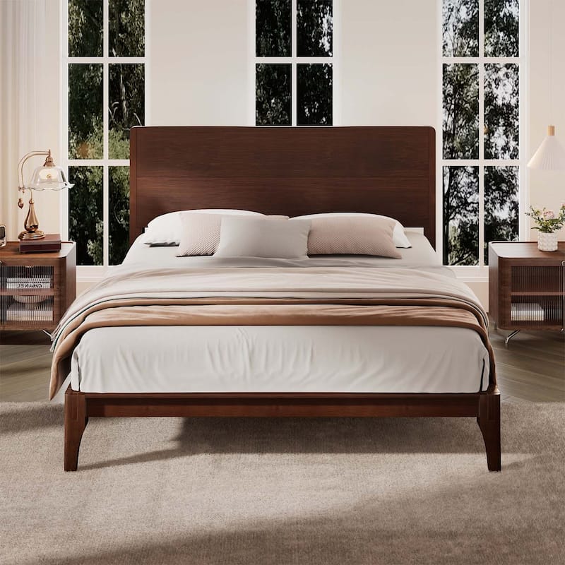 Exquisite Bamboo Platform Bed for Dreamy Bedroom Transformation - Chocolate-Queen Size