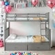 preview thumbnail 14 of 48, Kids and Baby Twin Over Full Wooden Bunk Bed with Drawers,Ladder Grey