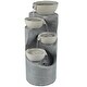 preview thumbnail 4 of 9, Modern Gray Cement Tiered Bowls Outdoor Fountain with Lights