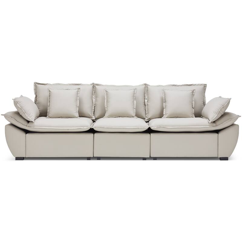 Pocassy Faux Leather Sectional Sofa Modular Couch Oversized Sofa