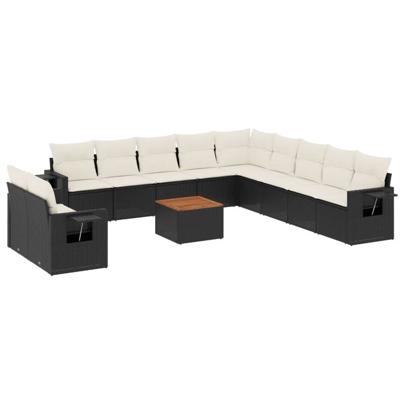vidaXL Garden Sofa Set Black PE Rattan 12 Piece Modular - 21.7 x 21.7 x 14.6