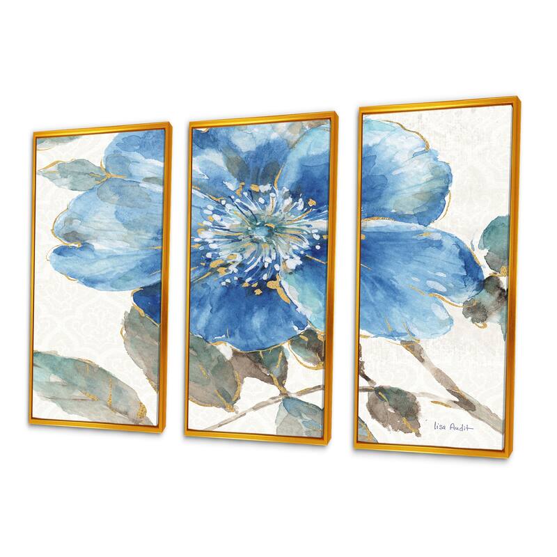 Designart "Indigold Watercolor Flower I" Traditional Framed Wall Art