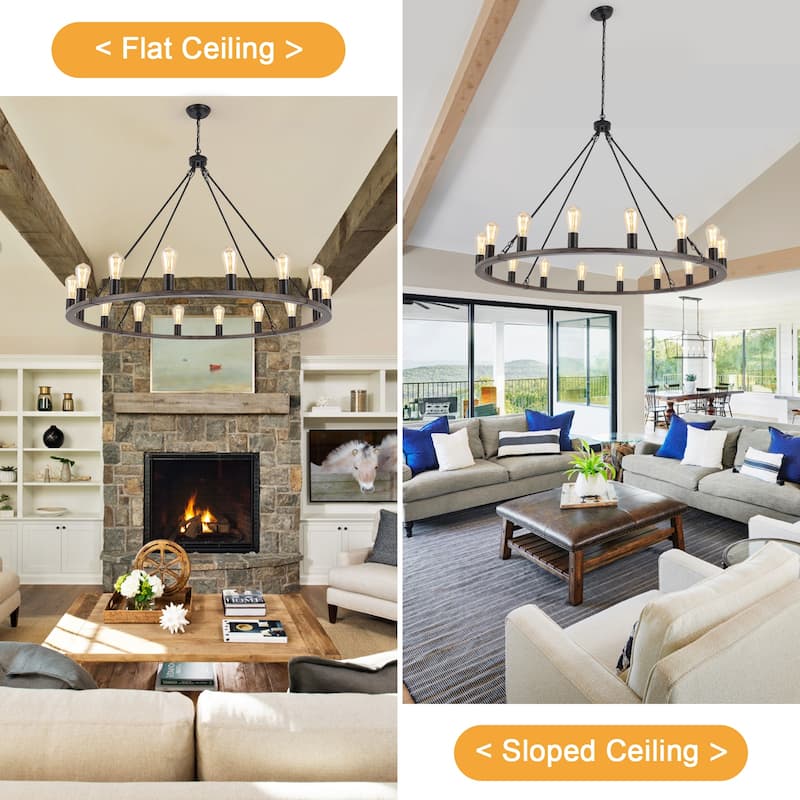 16-Light Farmhouse Chandelier , 47.24 In Wagon Wheel Chandelier for Dining Room Living Room Bedroom Kitchen