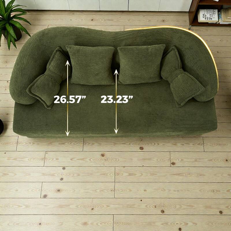 2-in-1 Foldable Sofa Bed, 70" Convertible Boneless Couch Sleeper with 4 Pillows, Chenille Foam Futon for Living Room
