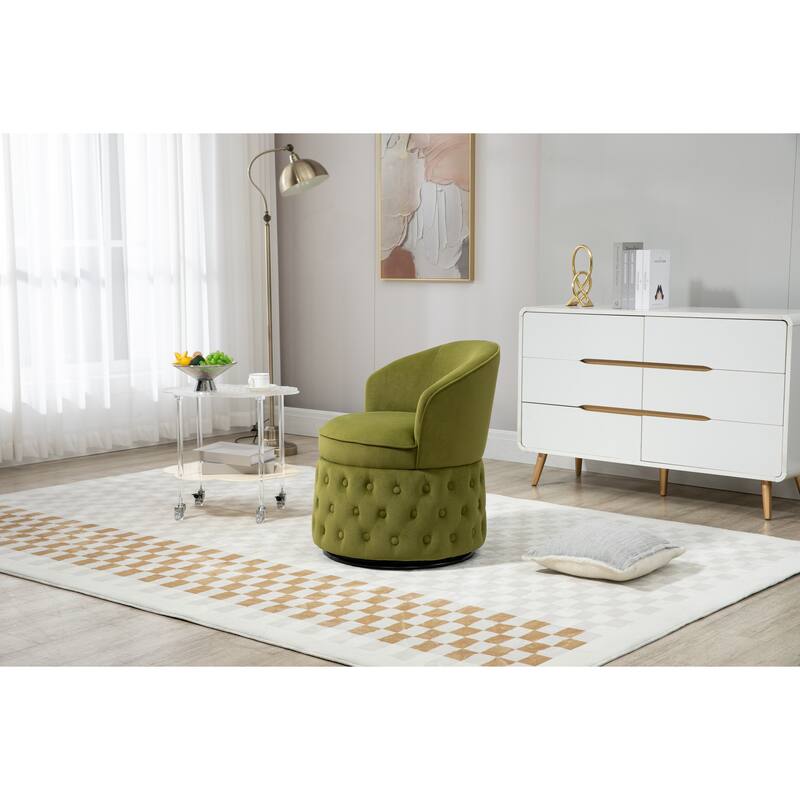 360° Rotating Velvet Bucket Chair, Thick Cushion, Standard Backrest