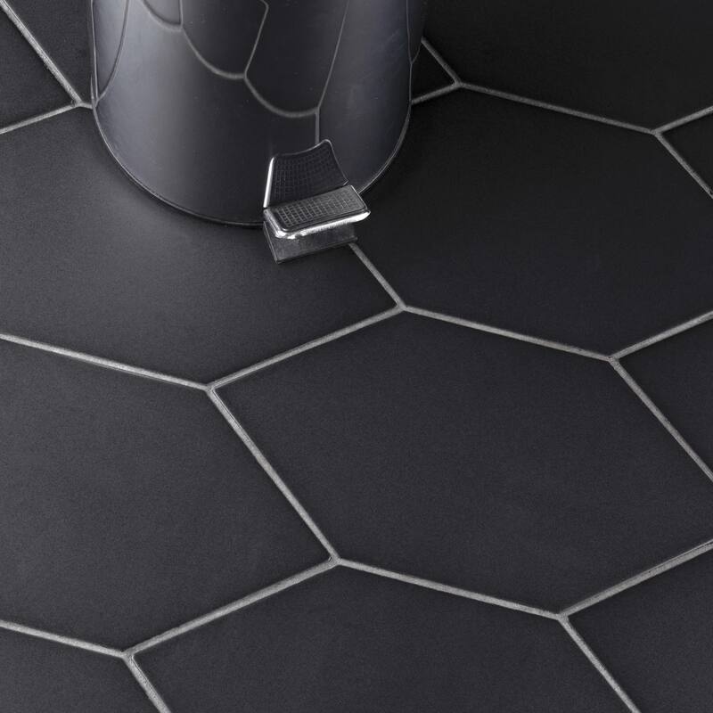 Merola Tile Textile Basic Kayak Black 6-1/2" x 12-1/2" Porcelain Floor and Wall Tile