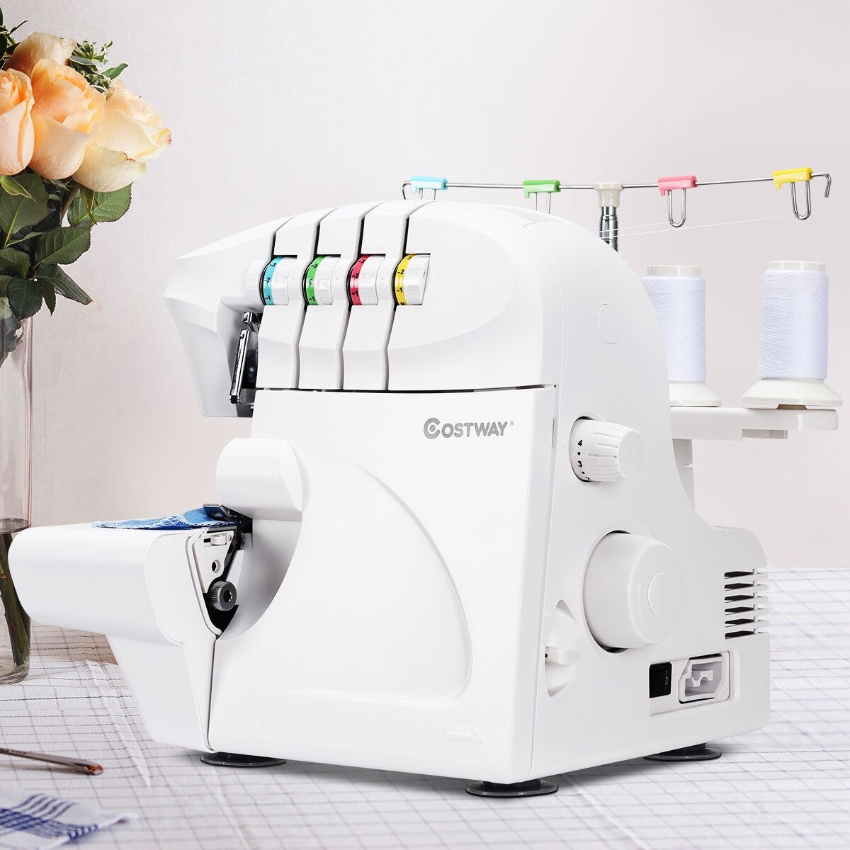Costway Serger Overlock Sewing Machine w/ 2 Needle 2-3-4