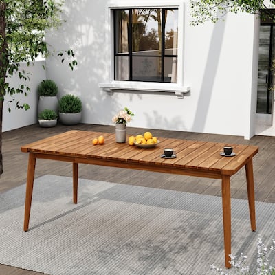Acacia Wood Outdoor Dining Table - Modern Farmhouse