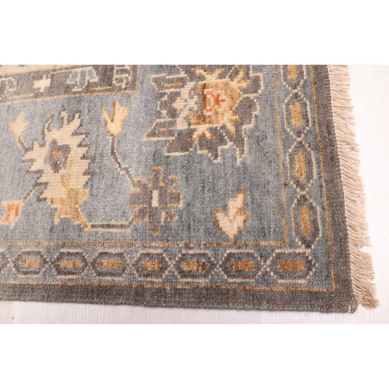 ECARPETGALLERY Hand-knotted Modern Oushak Dark Grey Wool Rug - 8'1 x 9'11