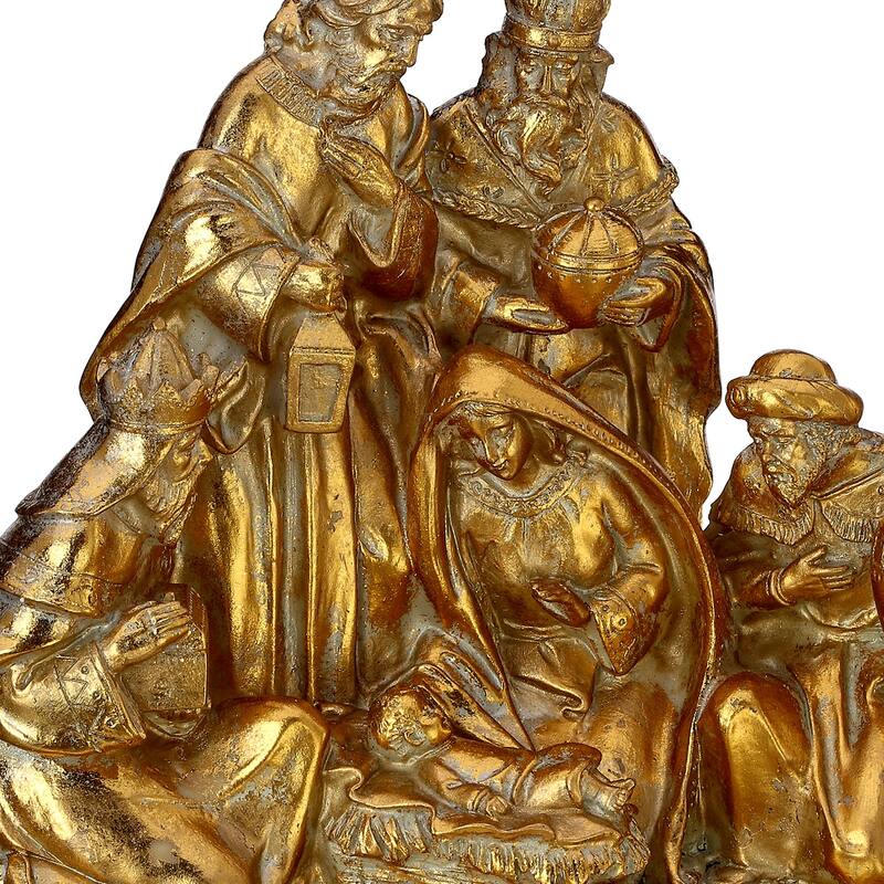 8.5" Gold Nativity Scene Christmas Tabletop Figurine