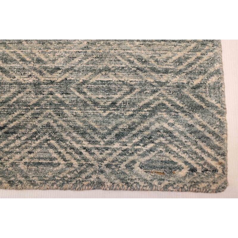 ECARPETGALLERY Hand Loomed Elysian Teal Wool Rug - 7'10 x 10'0