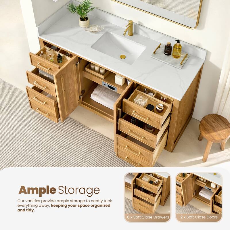 Jakarta Bath Vanity with Quartz Stone Top without Mirror