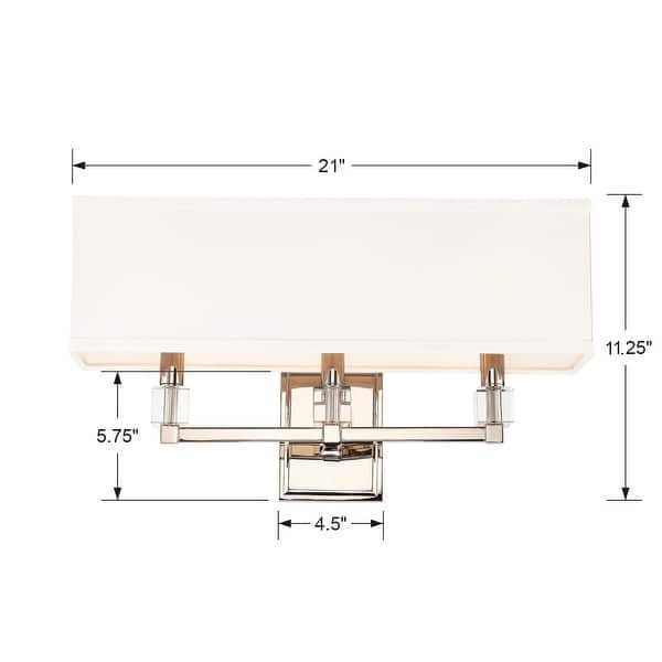 Dixon 3 Light Polished Nickel Bathroom Vanity - 21'' W x 11.25'' H x 6'' D - 21'' W x 11.25'' H x 6'' D