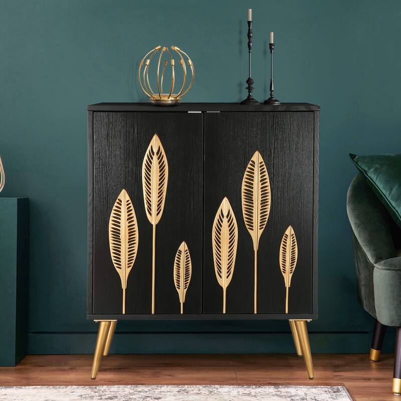 Evari Midcentury Modern 2Door Accent Sideboard Antique Gold