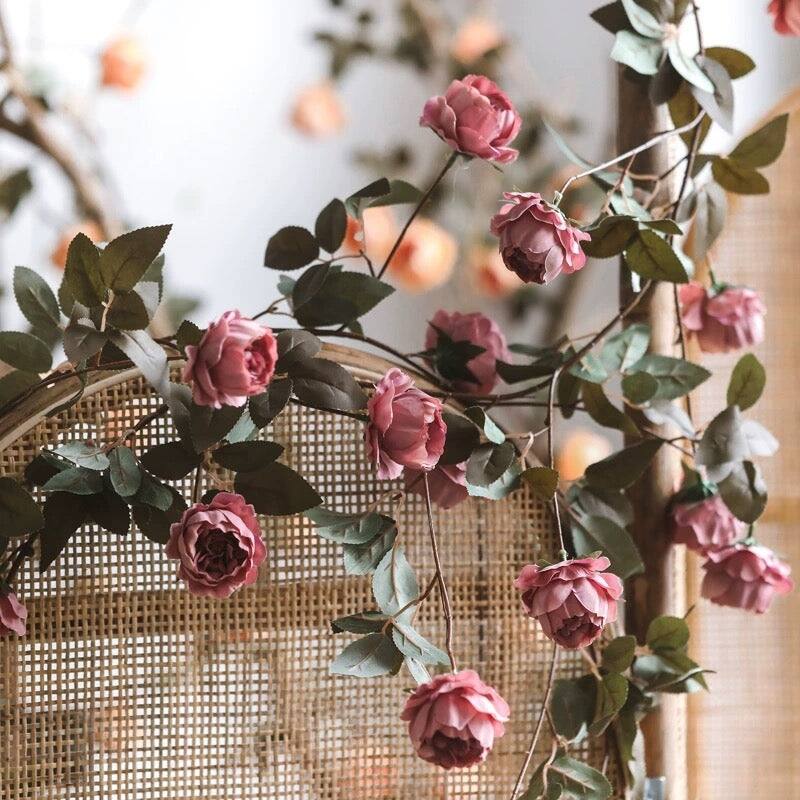 RusticReach Artificial Small Peony Flower Vine 65" Long