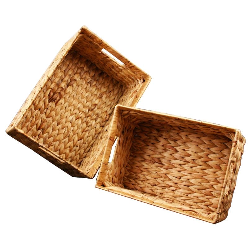 Water Hyacinth Rattan Nesting Storage Baskets 2-Pack - 14.5"L" x 10.5"W x7.5"H