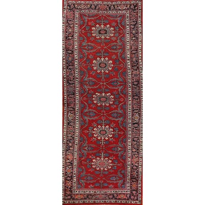 Hand Knotted Oriental 100% Wool Carpet Traditional Floral Red Bidjar Runner Rug - 14' 1'' X 4' 6''