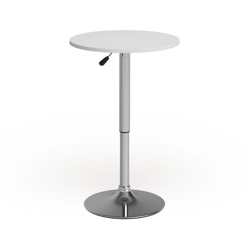 23.75" Round Adjustable White Wood Table (Adjustable Range 26.25" - 35.75")