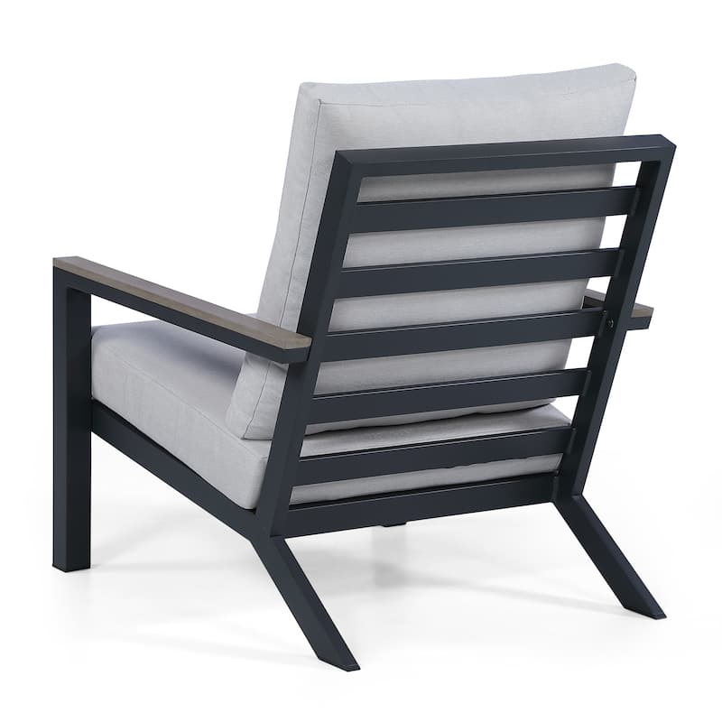 Vermont 4-Piece Aluminum Conversation Set with Slatted Faux Wood Top