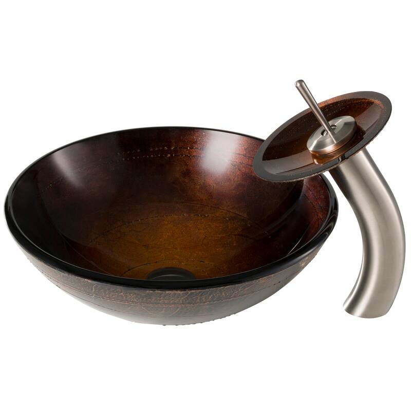 Kraus Bathroom Combo - 16-1/2" Copper Illusion Glass Vessel Bathroom